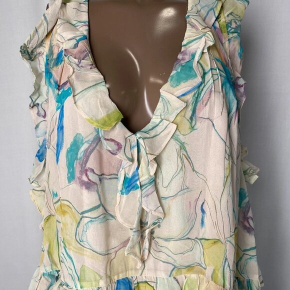 NEW MAEVE Women's V-Neck Hi-Low Flowy Dress Size XL Pastel Multi Floral Print - Picture 7 of 8